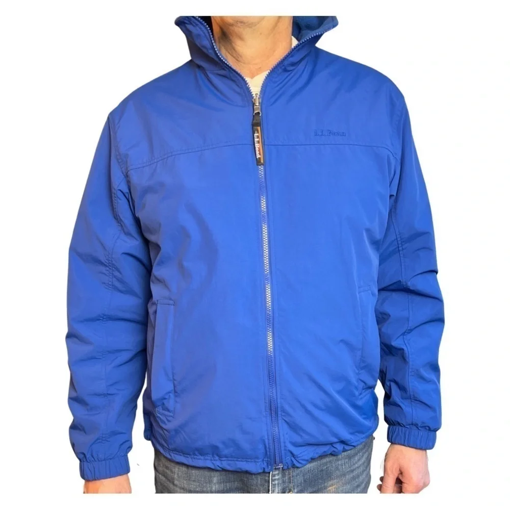 LL Bean Mens Reversible Winter Jacket | Size Large Regular | Color Blue - Picture 2 of 11